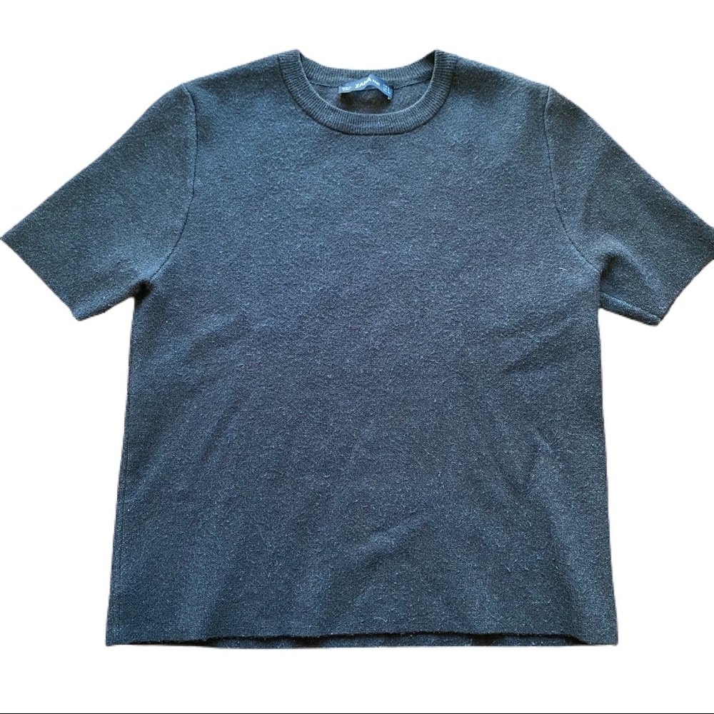 Zara Knit Short Sleeve Sweater Gray Sz S